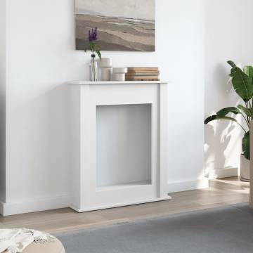 Elegant White Fireplace Surround - Engineered Wood 75x20x87.5 cm