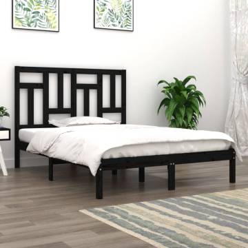 Black Solid Wood Bed Frame 120x190 cm - Stylish & Sturdy