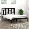 Bed Frame Black Solid Wood 120x190 cm Small Double Colour black Size 120 x 190 cm 