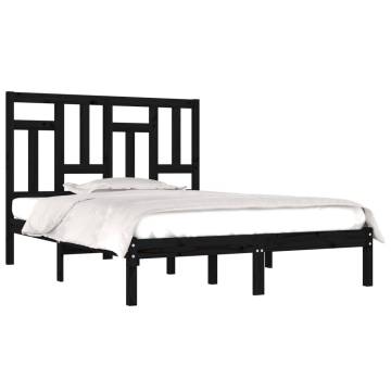 Black Solid Wood Bed Frame 120x190 cm - Stylish & Sturdy