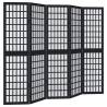 Elegant 5-Panel Black Solid Wood Room Divider - HipoMarket