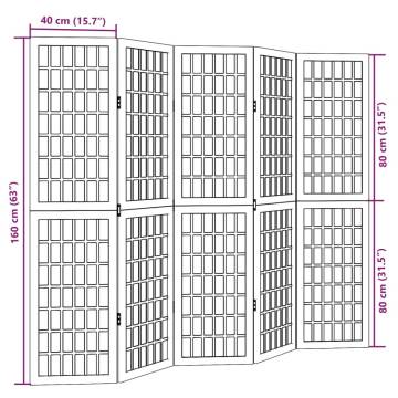 Elegant 5-Panel Black Solid Wood Room Divider - HipoMarket