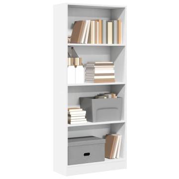 Stylish White Bookcase - 60x24x143 cm Engineered Wood