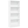 Stylish White Bookcase - 60x24x143 cm Engineered Wood