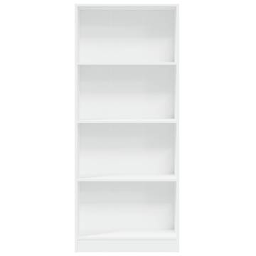 Stylish White Bookcase - 60x24x143 cm Engineered Wood