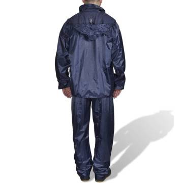 Mens Navy Blue 2-Piece Rain Suit with Hood XXL - Buy Now