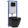 Wall Hung Rimless Toilet with Concealed Cistern Black Ceramic Colour black 