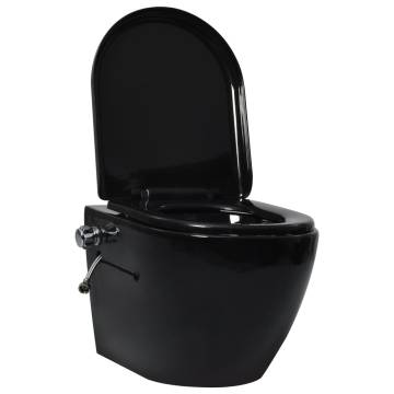 Wall Hung Rimless Toilet with Concealed Cistern - Black Ceramic