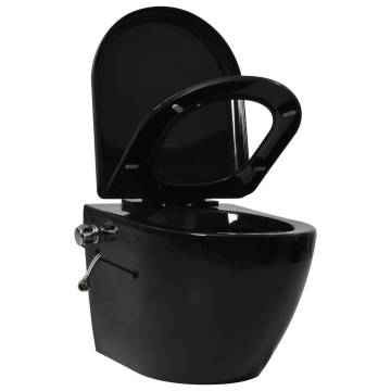 Wall Hung Rimless Toilet with Concealed Cistern - Black Ceramic