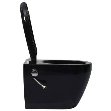 Wall Hung Rimless Toilet with Concealed Cistern - Black Ceramic