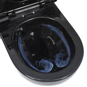 Wall Hung Rimless Toilet with Concealed Cistern - Black Ceramic