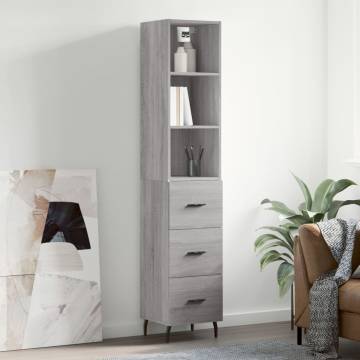 Stylish Highboard Grey Sonoma | Engineered Wood Storage Unit