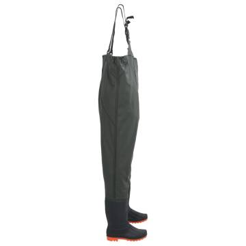 Durable Chest Waders with Boots - Dark Green Size 38