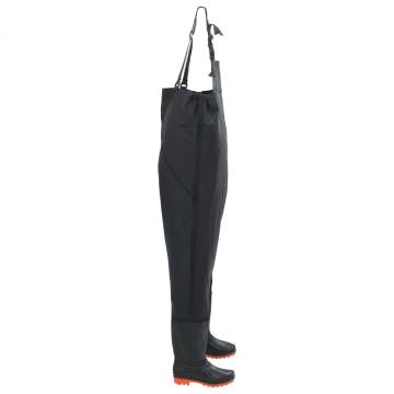 Chest Waders with Boots Black Size 42 | Durable & Flexible