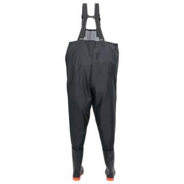 Chest Waders with Boots Black - Size 44 | Durable & Comfortable