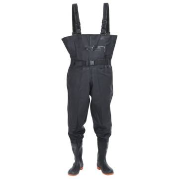 Durable Chest Waders with Boots & Belt Size 43 - Black