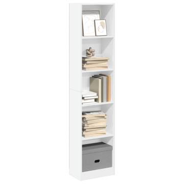 Elegant White Bookcase | 40x24x176 cm Engineered Wood