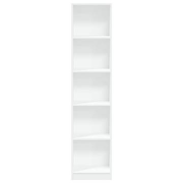 Elegant White Bookcase | 40x24x176 cm Engineered Wood