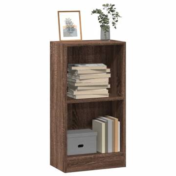 Brown Oak Bookcase - Engineered Wood 40x24x76 cm