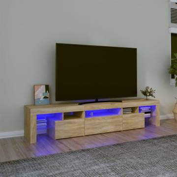 Stylish TV Cabinet with LED Lights - Sonoma Oak 200x36.5x40 cm