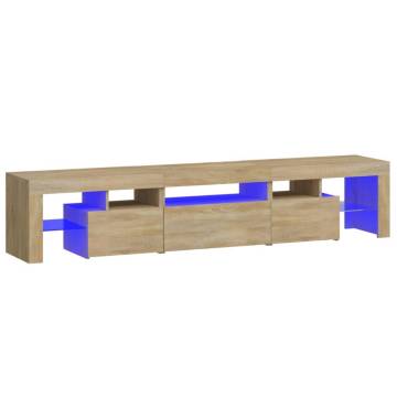 Stylish TV Cabinet with LED Lights - Sonoma Oak 200x36.5x40 cm