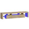 Stylish TV Cabinet with LED Lights - Sonoma Oak 200x36.5x40 cm