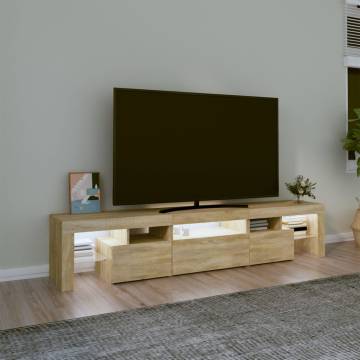 Stylish TV Cabinet with LED Lights - Sonoma Oak 200x36.5x40 cm