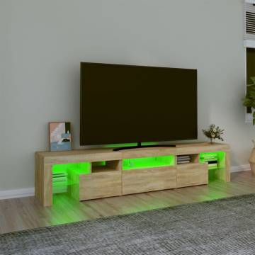 Stylish TV Cabinet with LED Lights - Sonoma Oak 200x36.5x40 cm