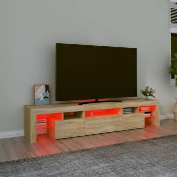 Stylish TV Cabinet with LED Lights - Sonoma Oak 200x36.5x40 cm