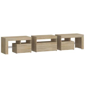 Stylish TV Cabinet with LED Lights - Sonoma Oak 200x36.5x40 cm