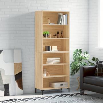 Stylish Highboard in Sonoma Oak - 69.5x32.5x180 cm