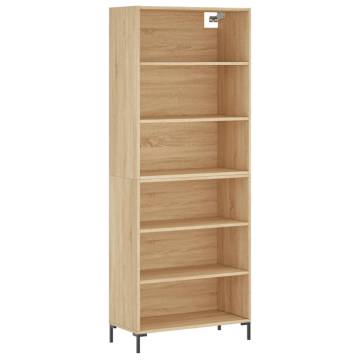 Stylish Highboard in Sonoma Oak - 69.5x32.5x180 cm