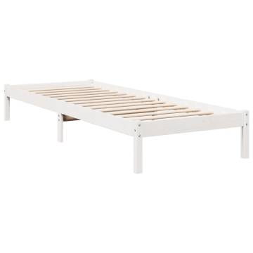 Extra Long White Bed Frame 80x210 cm - Solid Pine Wood