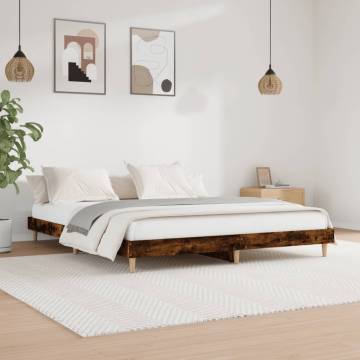 Smoked Oak Bed Frame 160x200 cm - Engineered Wood | Hipo Market