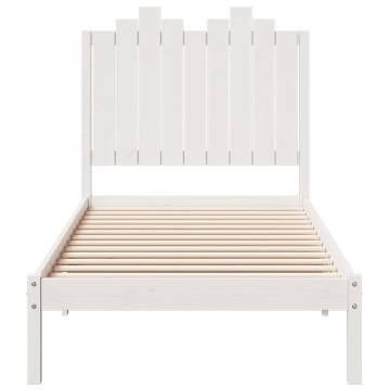 Extra Long White Bed Frame - Solid Wood 100x210 cm