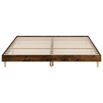 Smoked Oak Bed Frame 160x200 cm - Engineered Wood | Hipo Market