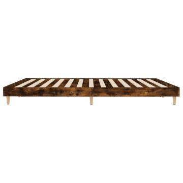 Smoked Oak Bed Frame 160x200 cm - Engineered Wood | Hipo Market