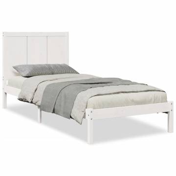 Extra Long White Bed Frame 100x210 cm – Solid Wood Construction