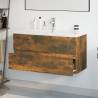 Stylish Sink Cabinet with Built-in Basin | Smoked Oak