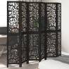 Elegant 6-Panel Black Room Divider - Solid Paulownia Wood