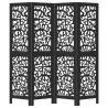 Elegant 4-Panel Black Room Divider | Solid Wood Paulownia