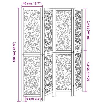 Elegant 4-Panel Black Room Divider | Solid Wood Paulownia