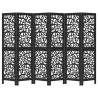 Elegant 6 Panel Black Solid Wood Room Divider | Hipo Market