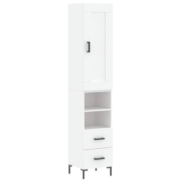 Elegant Highboard White - 34.5x34x180 cm Engineered Wood