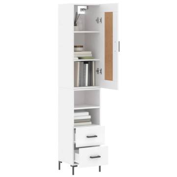 Elegant Highboard White - 34.5x34x180 cm Engineered Wood