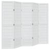 Elegant 5 Panel Room Divider - Solid Paulownia Wood White