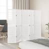 Elegant 5 Panel Room Divider - Solid Paulownia Wood White