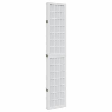 Elegant 5 Panel Room Divider - Solid Paulownia Wood White