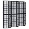 Elegant 6-Panel Black Solid Wood Room Divider | HipoMarket