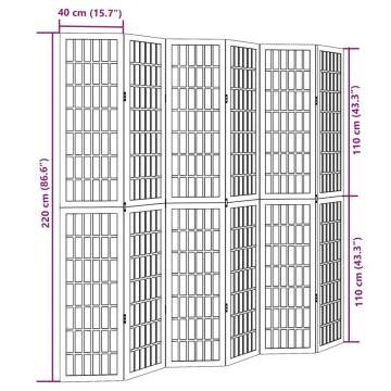 Elegant 6-Panel Black Solid Wood Room Divider | HipoMarket